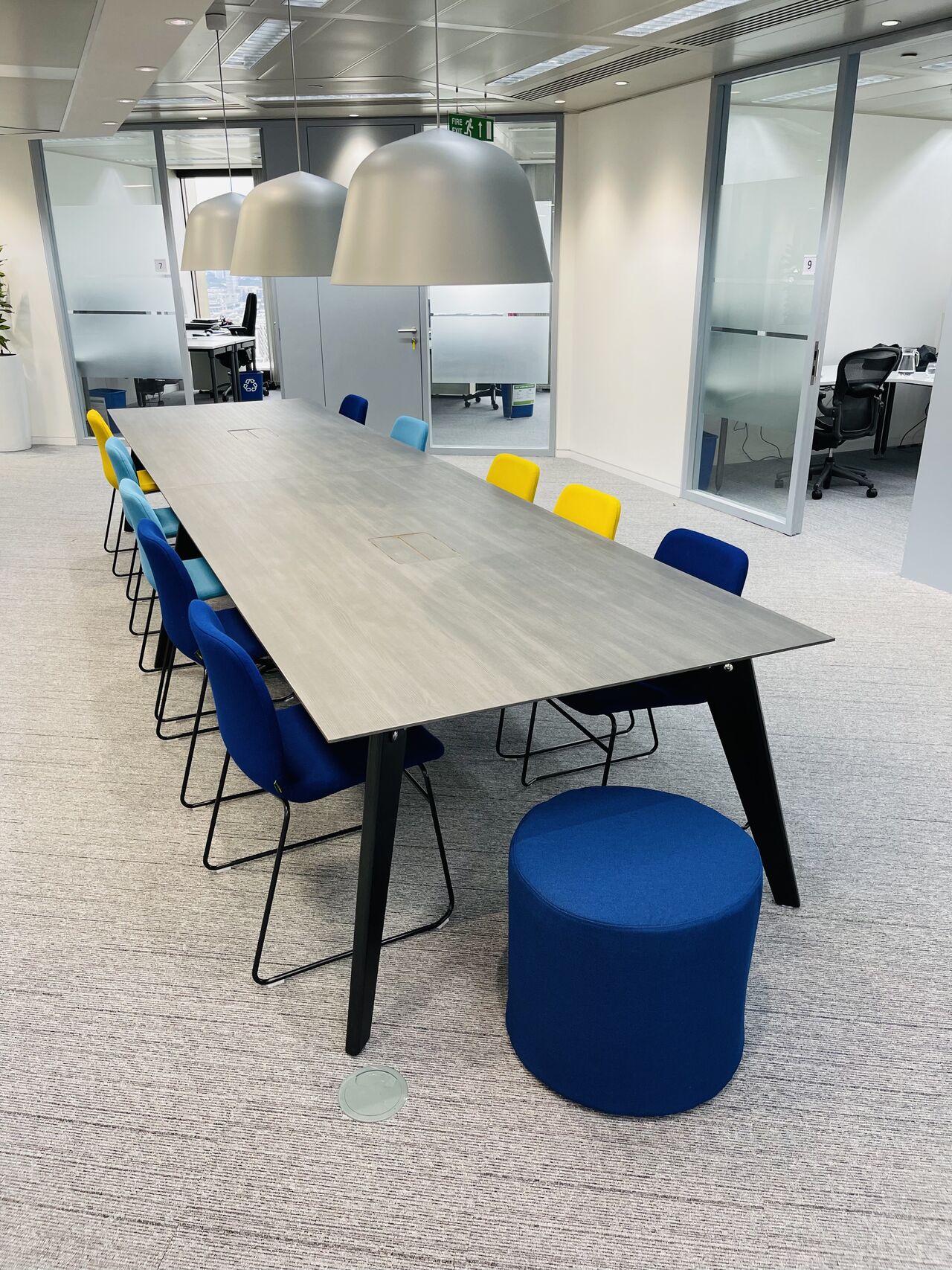 Table with colourful seating